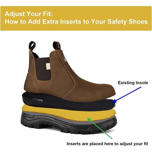 🆕 Men’s Steel Toe Chelsea Boots Brown Leather Work Safety Boot 5925 Durable - Picture 2 of 7